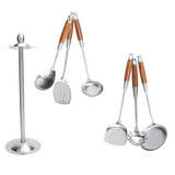 Kitchen Spatula Set 304 Stainless Steel Wood Handle Spatula Frying Shovel Cooking Utensils V1294-YM0901-3118200261011