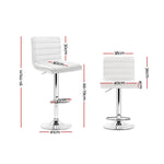 Artiss 2x Bar Stools Padded Leather Gas Lift White BA-TW-NEWT710N-WH-X2