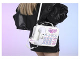 White Sweet Girl Creative Crossbody Bag with Telephone Design, PU Material, Lightweight and Unique V888-ELOSUNG17031