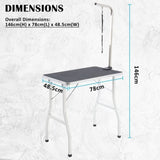 Paw Mat Pet Grooming Salon Table 78cm Adjustable Foldable Mobile for Commercial BLACK V274-PET-PGT101-BK