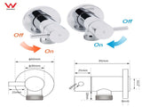 Chrome Round Wall Mounted 1/4 Turn Hot Cold Tap Pair Set For Washing Machine V1233-KPL401CR