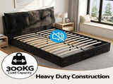 Artiss Queen Bed Frame with Horizontal Gas Lift Storage with LED Light USB Type-C Charging Station BFRAME-H-HYDE-Q-BK-ABCD