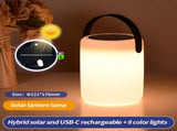 Cylindrical Solar Lamp Portable Outdoor Ambient Night Light for Camping Courtyard Lawn USB C V1294-YM0901-230905HL02-2