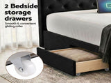 Artiss King Bed Frame Storage Charging Station Upholstered 3 Drawers USB Type-C BFRAME-G-LUNA-K-BK-ABC