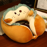 U Shaped Neck Pillow Portable Cute Head Pillow for Office Nap Travel Car Sleeping Smile Bread V1294-YM0716-3117220185312