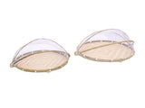 2PCS Food Serving Tent Basket Hand Woven Basket Dust Proof Vegetable Fruits Bread Storage with Mesh V1294-YM0901-3111250228711