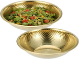 2PCS Golden Hammered Stainless Steel Salad Bowls, Large Round Mixing Bowls 12.8 x 4.3 in, Decorative V1192-AZ-W-18405