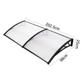 Instahut Window Door Awning Canopy 1mx2m Transparent Sheet Black Plastic Frame AWN-PC6MO-1X2