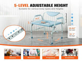 Commode Chair, Bedside Commode with Drop-Down Arms and Detachable Backrest, 5-Level Adjustable V952-WLKBSGYZD1009SMAXV0