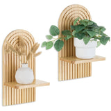 2 Bohemian Style Wooden Wall Shelves with Expander Bolts, Compatible with Living Rooms Bedrooms V1188-MS-325-1217