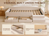 Artiss King Single Upholstered Daybed with Stairs & Storage Drawers, Beige XFSI-DBRK642KS-AB