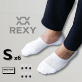 6X Rexy Cushion No Show Ankle Socks Small Non-Slip Breathable WHITE V274-GM-RXCNOS-S6-WH