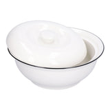 9in Soup Bowl with Lid Large Capacity 1500ml Stew Bowl Harmless White Ceramic Kitchen Bowl V1294-YM0523-3118210320411