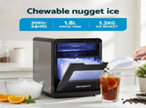 Devanti Ice Maker Machine 20kg Chewable Nugget Ice Countertop w/Self Cleaning IM-ZB-20EN-SS