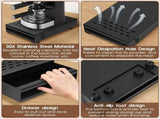 Espresso Knock Box with Drawer, Anti-Slip Carbon Steel Coffee Grounds Container for Espresso Machine V1237-ZY-924-372