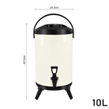 SOGA 10L Stainless Steel Insulated Milk Tea Barrel Hot and Cold Beverage Dispenser Container with VICDISPENSER10LWHT