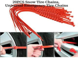 Universal Anti-Skid Snow Tire Chains, 20PCS Reusable Portable Emergency Tire Chains, Heavy Duty V1366-AZ2-W-10689
