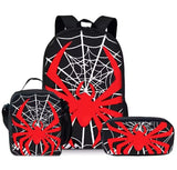 Style 12 3 Piece Spider Print School Set - Large Capacity Polyester Backpack, Insulated Lunch V888-ELOSUNG56268-4