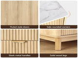 Artiss Buffet Sideboard Cabinet Kitchen Storage Cupboard Marble 2 Drawers Pine FUR-Z-SID140-WD-AB