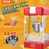 VEVOR Popcorn Popper Machine Tabletop Popcorn Maker 300W 2.5 Oz Red V952-TSBMHJHS25OZ32RWAV3