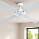 Devanti 52'' Ceiling Fan DC Motor 4 Blades w/Remote - White CF-B-52NL-WH