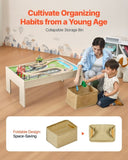 Train Table, 84 Multicolor Pieces Kids Activity Table with Collapsible Storage Bin, 3-in-1 V952-CGKHCZ382451O3JQK001V0