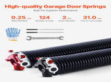 Garage Door Torsion Springs, Pair of 6.35 x 50.8 x 787 mmn, 16000 Cycles, Electrophoresis Black V952-CKMDH0250X2XWA4D1V0