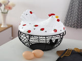 Strawberry Storage Basket Wrought Iron Basket Ceramic Egg Basket Living Room Fruit Storage Basket V1294-YM0523-220113YA01-1