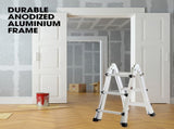 Bullet 2.9m Folding Aluminium Multipurpose Ladder, w/ Workshelf Platform, Spring Assisted Rapid V219-TOLLDABU29AA