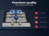 Devanti Gas Cooktop 30cm 2 Burner Silver CT-GAS-2B-C-SS