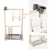 Double Layer Wooden Bird Stand Including Ladder Swing Bell Bird Athletic Toy Stand V1294-YM0717-10150596