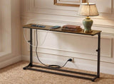 Levede Narrow Sofa Table Power Ports Behind Console Side Adjustable Living Room NI1093-BR-AU