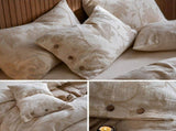 Linen Pillowcase Set - Button Closure Pillow Covers 48x74cm for Home Bedding V888-ELOSUNG54961-3
