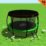 Kahuna Trampoline 16 ft with Basketball Set and Roof - Green TRA-KAH-16-GN-RF