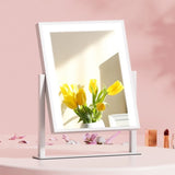 Embellir Makeup Mirror 25x30cm Hollywood Vanity with LED Light Rotation White MM-STAND-2530LED-WH