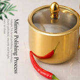 304 Stainless Steel Golden Seasoning Jar 270ml Large Capacity with Visible Glass Lid, Dustproof & V1232-TWG-SJT-001