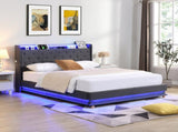 Levede Queen Bed Frame Gas Lift LED Light BF1065-Q