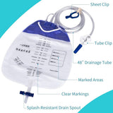 10 Pack Urinary Drainage Bag with Anti-Reflux Chamber - 1500mL Urine Bags with 48" Tube Drainage, V1192-AZ-W-28298