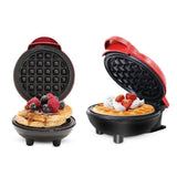 Mini Waffle Maker - Nonstick Round Red Waffle Machine for Parties, Babies & Holiday Treats V1263-JX-4475