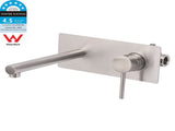 Brushed Nickel Round Wall Mounted Basin Vanity Mixer Bathtub Straight Spout Tap V1233-KPL301N