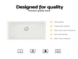 Cefito Kitchen Sink 70x45cm Granite Stone Sink Single Bowl White SINK-STONE-A-7045-WH
