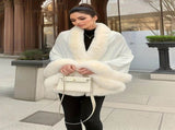 Imitation Mink Collar Knit Shawl Autumn/Winter Retro Cape, Elegant, Versatile, and V1232-FLDMWT003