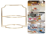 2-Tier Golden Iron Cake Stand for Elegant Dessert and Table Display, and Stylish 1 Piece V1370-AZ4-20590