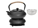 1.2L Cast Iron Teapot and Warmer Set Tea Kettle Iron Bottle With Stainless Steel Mesh Infuser and V985-TEAPOTSET