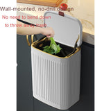 8L Wall Mounted Press Rubbish Bin, Slim Under Sink Hanging Waste Bin, Press Lid Trash Can for V1265-YY-269