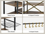 Artiss 5-Tier Kitchen Rack with Power Outlets 90CMX153CM Microwave Storage Shelf KR-MEL-5S-90-2AC-BKBR