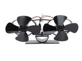 Stove Fan Heat Powered Aluminum Alloy 4 Blades Dual Head Fireplace Fan for Replacement Black V1294-YM0706-3114230125511