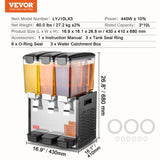 VEVOR Commercial Beverage Dispenser 10L x 3 Tanks Cold Juice Ice Drink Dispenser V952-SYYLJJBSJXS1DZ47WV3