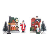 Christmas Set Resin Christmas Scene LED Lighted Miniature Houses Town Christmas V1294-YM0714-10311311