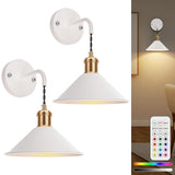 Battery Operated Sconce, Wireless Lights Set of 2, 13 RGB Colors Dimmable Battery Powered V1171-CB-WLPD-W-RGB-BO2